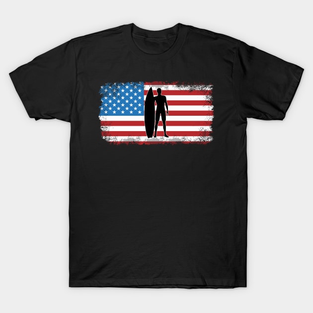 Surfing shirt USA American Flag Team T-Shirt by Boo Face Designs